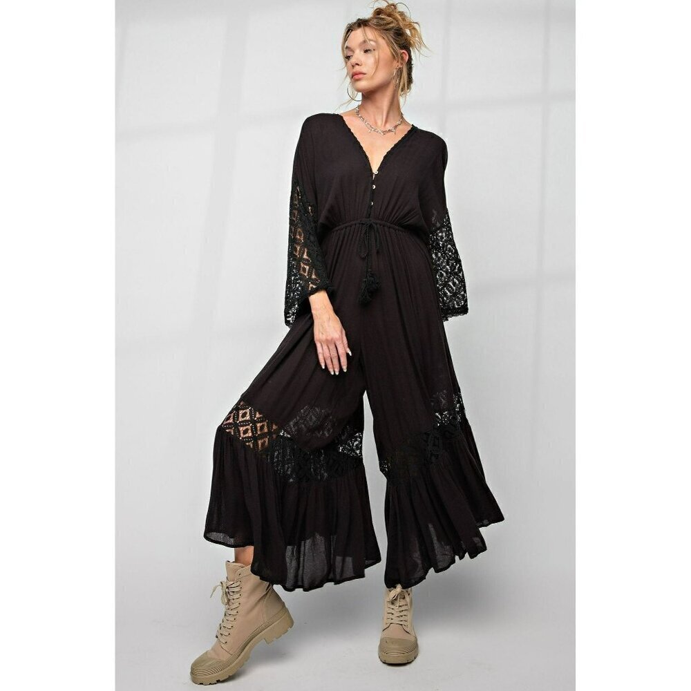 Nellie Lace Jumpsuit in Black
